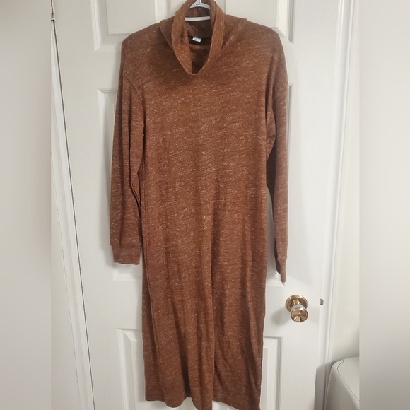 NWOT Old Navy Brown Midi Cowl Neck Sweater Dress Size Small - Picture 1 of 4